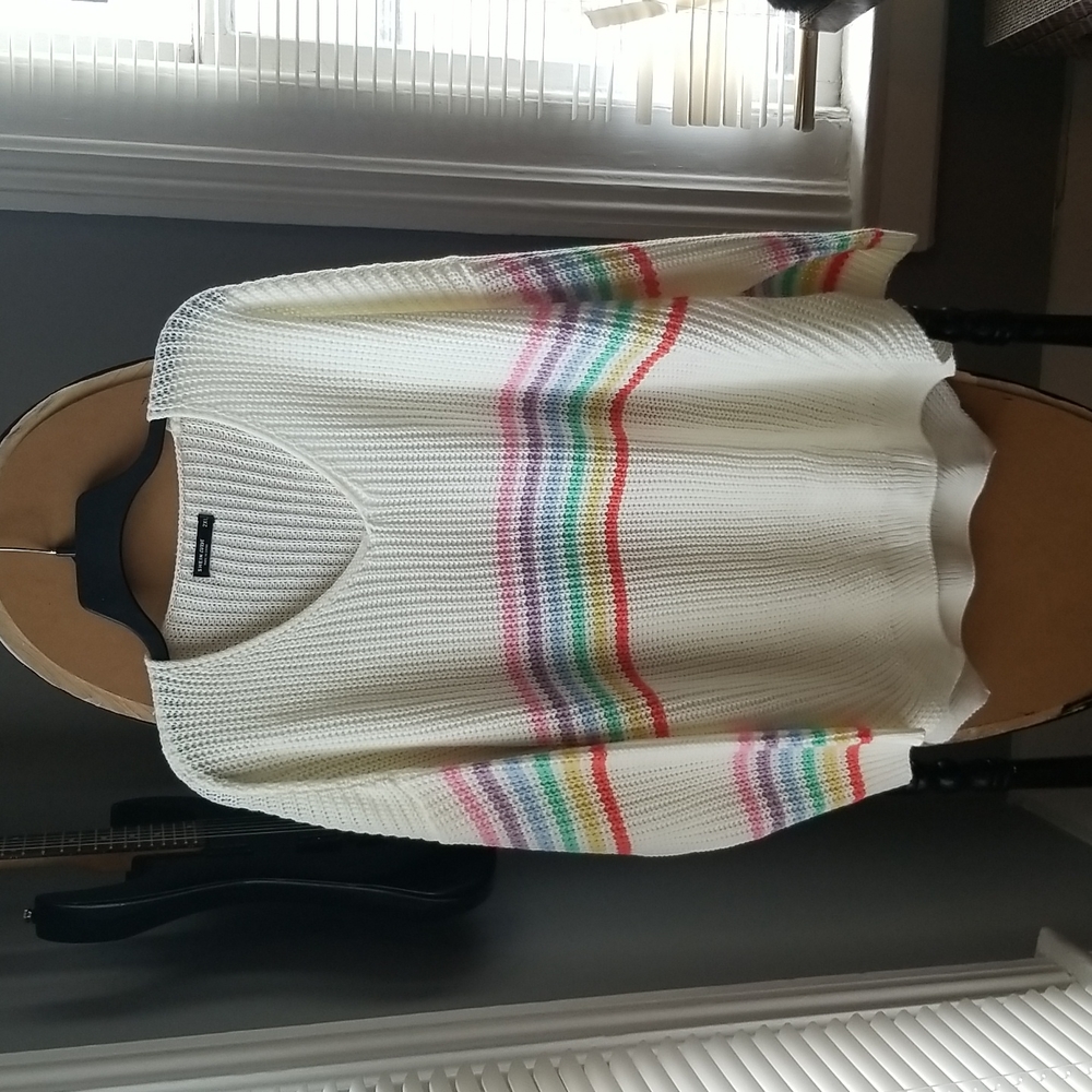 Rainbow Stripe V-Neck Sweater